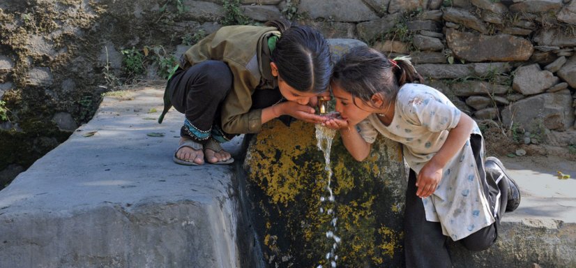 girls drinking water